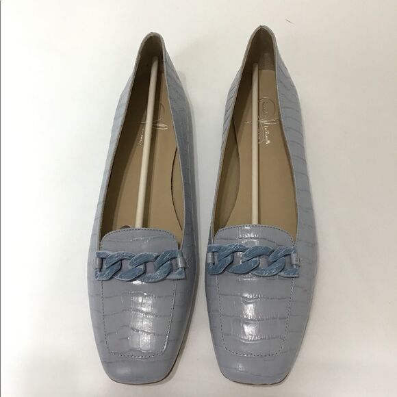 Casani Firenze by Jennifer Tattanelli  Blue Croc Print Leather Loafer Sz 42 NIOB - Picture 2 of 9
